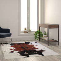 Flash Furniture YTG-RGC31523-57-BN-GG Barstow Collection 5' x 7' Brown Faux Cowhide Print Area Rug with Polyester Backing for Living Room, Bedroom, Entryway